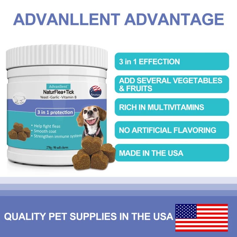 Advanllent Oral Flea and Tick Treatment - Natural and Functional Flea Chews, Flea Tick Supplement for Dogs