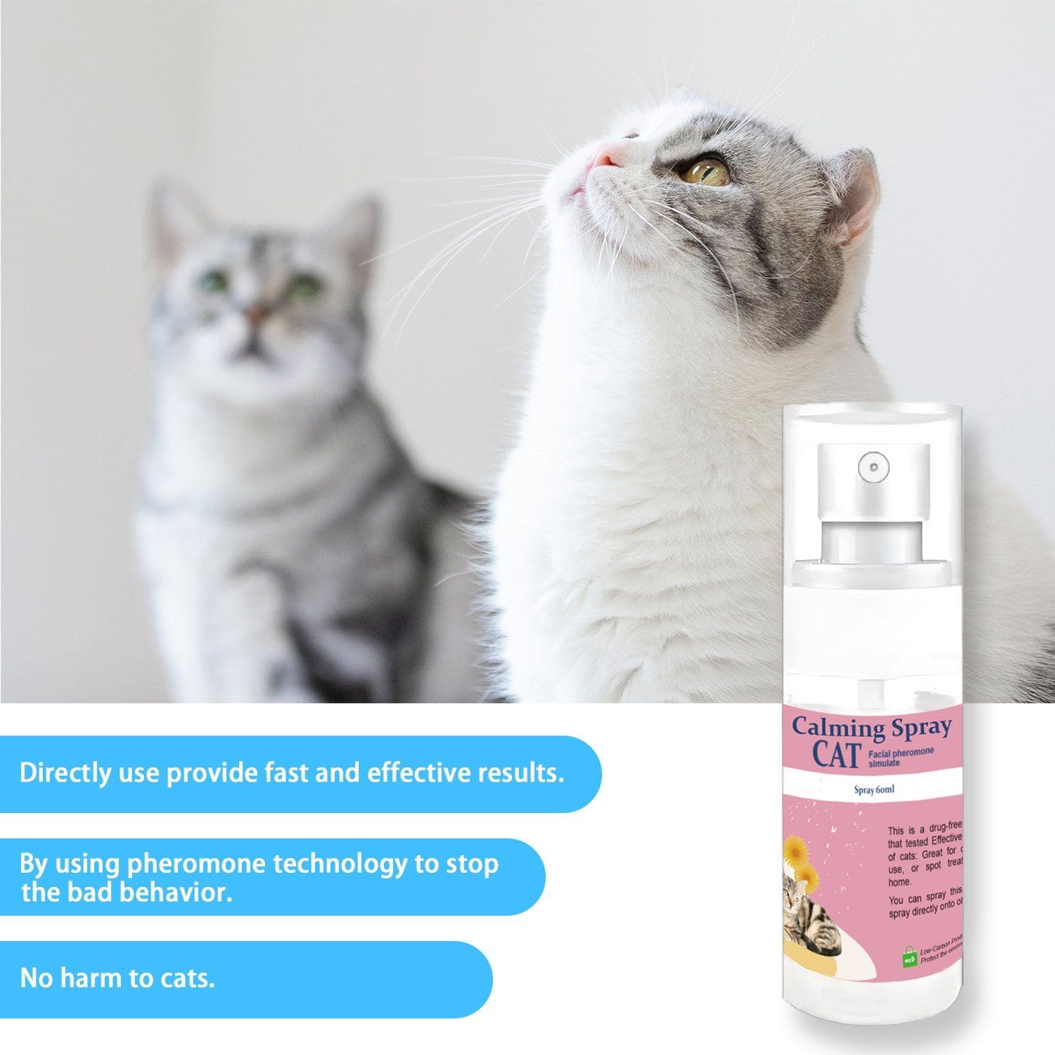Advanllent Cat Calming Spray (60ML), Calming Pheromones For Cats - A Solution Recommended By A Veterinarian - Help Relieve Anxiety