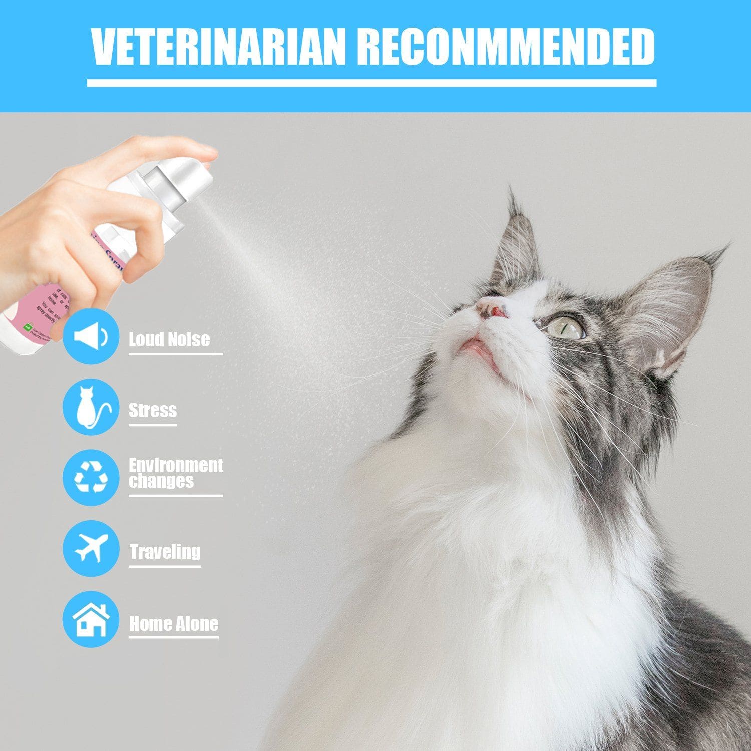 Advanllent Cat Calming Spray (60ML), Calming Pheromones For Cats - A Solution Recommended By A Veterinarian - Help Relieve Anxiety