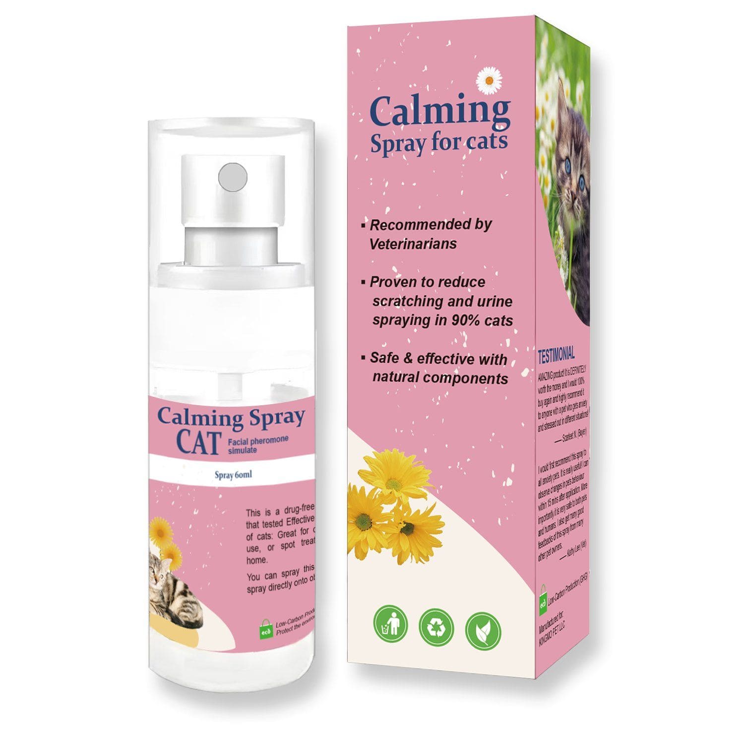 Advanllent Cat Calming Spray (60ML), Calming Pheromones For Cats - A Solution Recommended By A Veterinarian - Help Relieve Anxiety